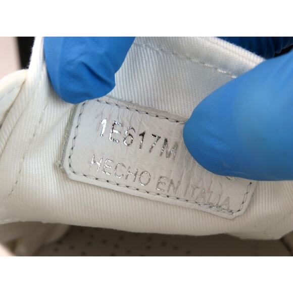 PRADA 1E617M WHITE BLACK POLKA CANVAS LOGO POINTY CAP LOW TOP SNEAKERS 38.5 - Picture 13 of 15